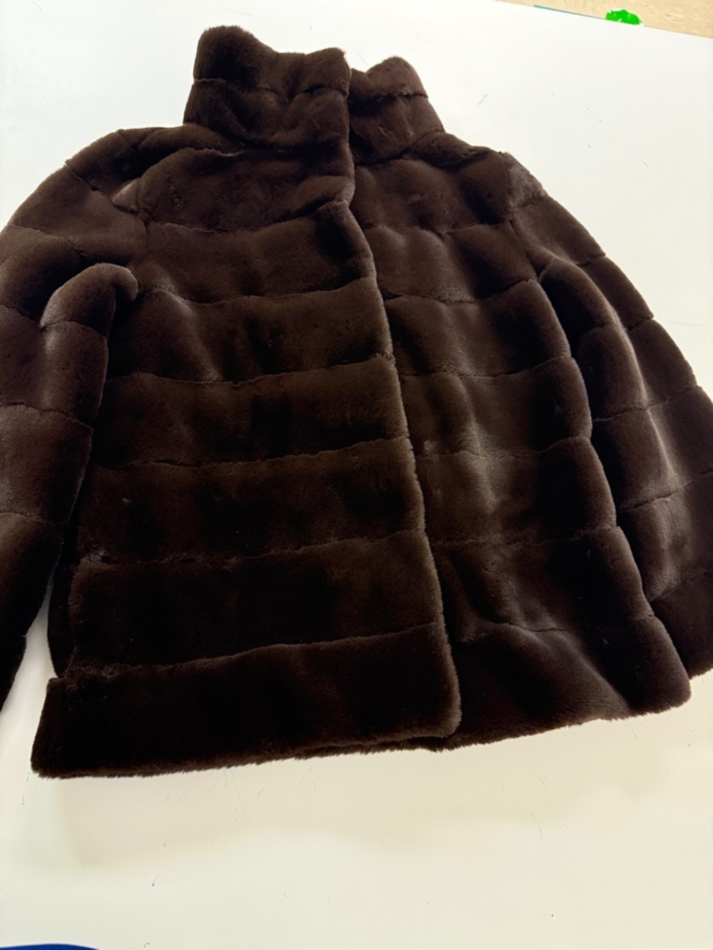 PATTY KIM Chocolate Brown Faux Fur Teddy Coat